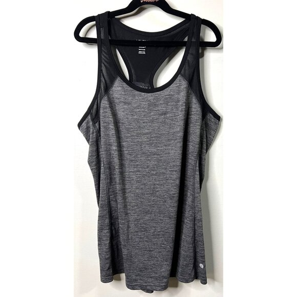 Heather Gray & Black Racerback Tank Layers Large Womens Activewear Stretch Fit - Picture 1 of 6